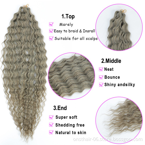 onst Hot New 30" Deep Wave Crochet Hair Bohemia Crochet Hair Synthetic Braiding Hair No Weft Curly Colored Long Soft Natural Wav